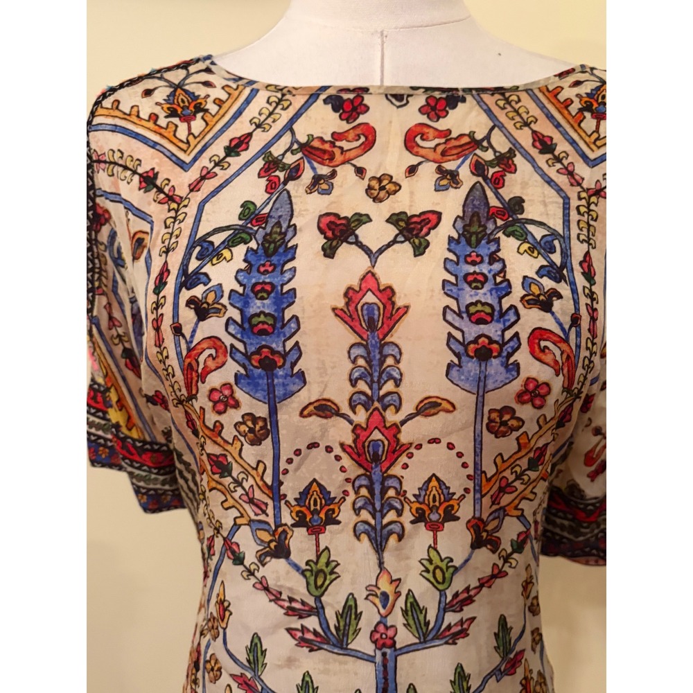 Vineet Bahl Meknes Anthropologie Boho Embroidered Tie Waist Blouse Top M - Picture 6 of 7